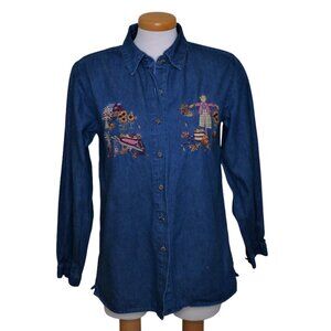 90's Sunflower Inspired Denim Shirt